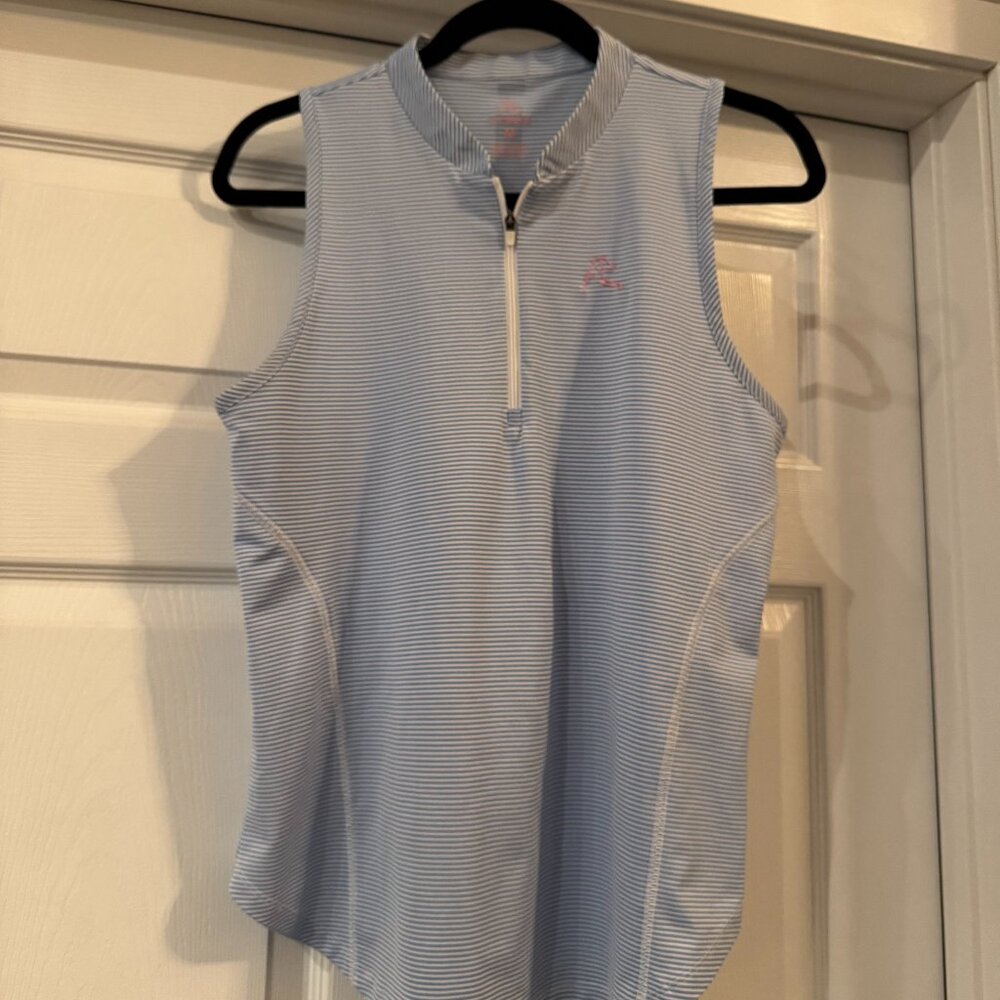 Rhoback Light Blue/White Sleeveless 1/4 Zip